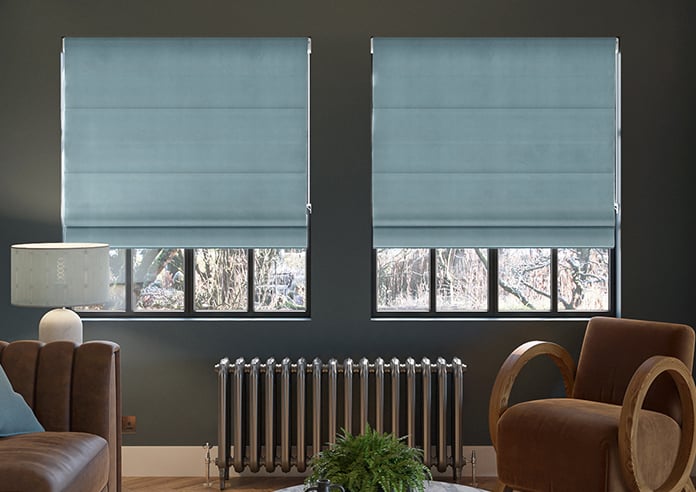 Ultra Luxe Velvet, Blue Cloud - Motorised Roman Blind - Image 3